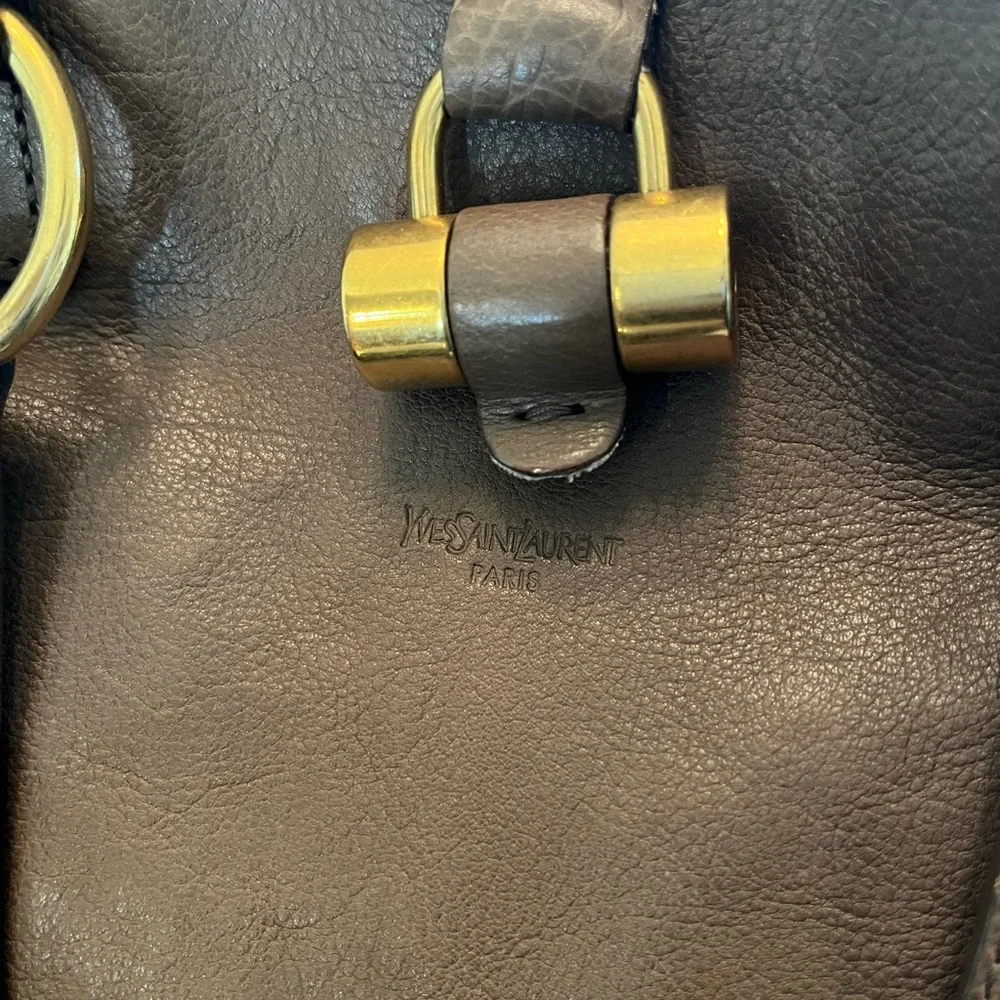 Saint Laurent Taupe Leather Dome Satchel with Gold Hardware - Picture 7 of 8